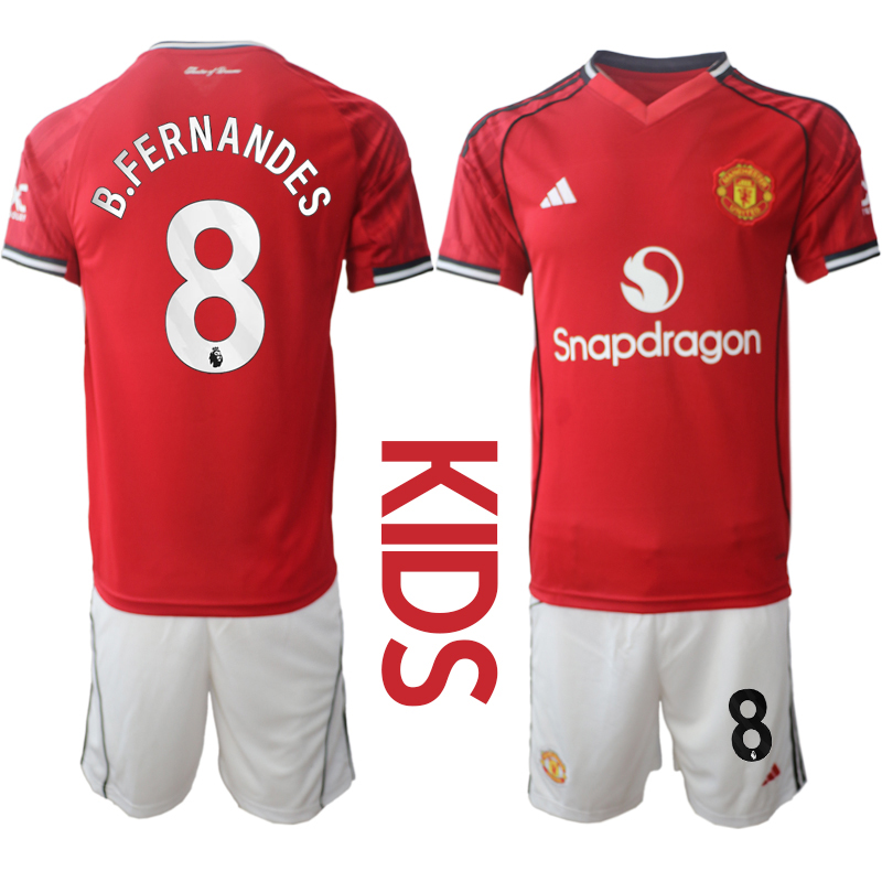 Youth 2025-2026 Club Manchester United home Red 8 Soccer Jersey
